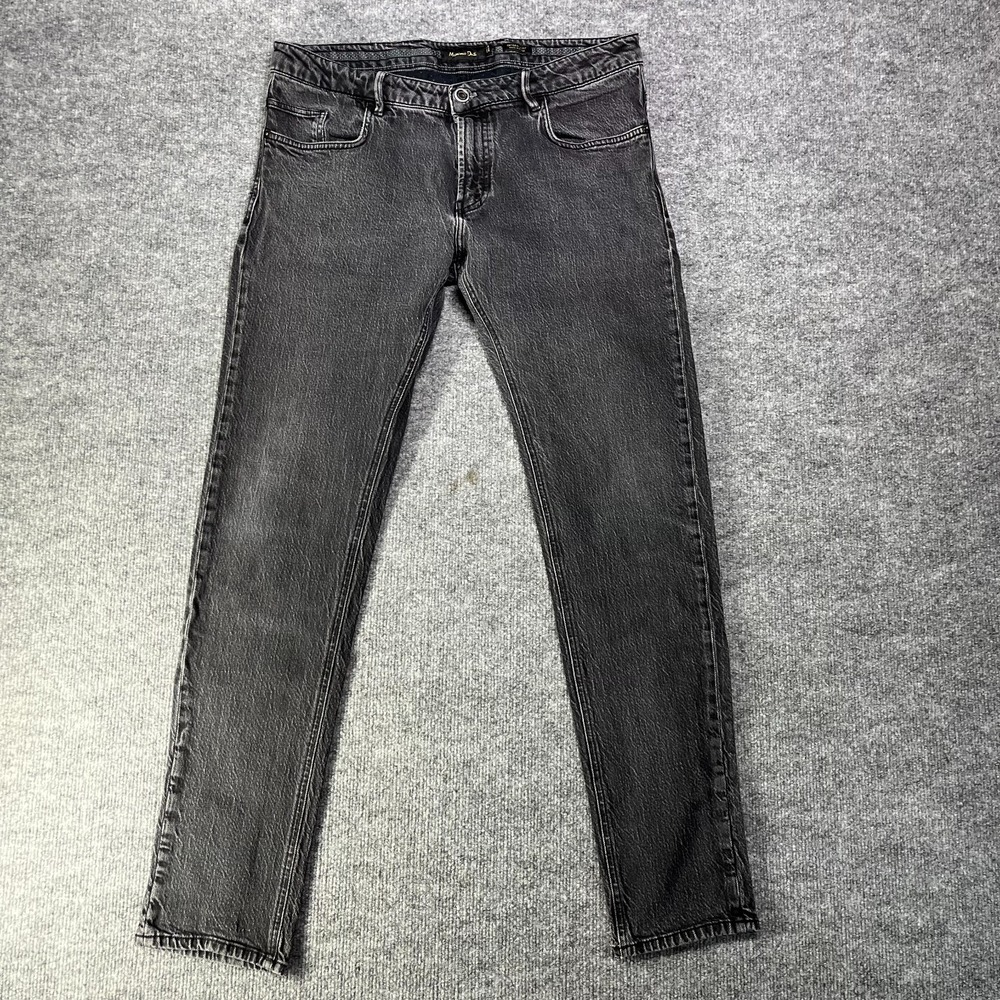 Massimo‎ Dutti Extra Slim Fit Jeans Men's Faded Black Denim Zip Fly Y2K - 34X31